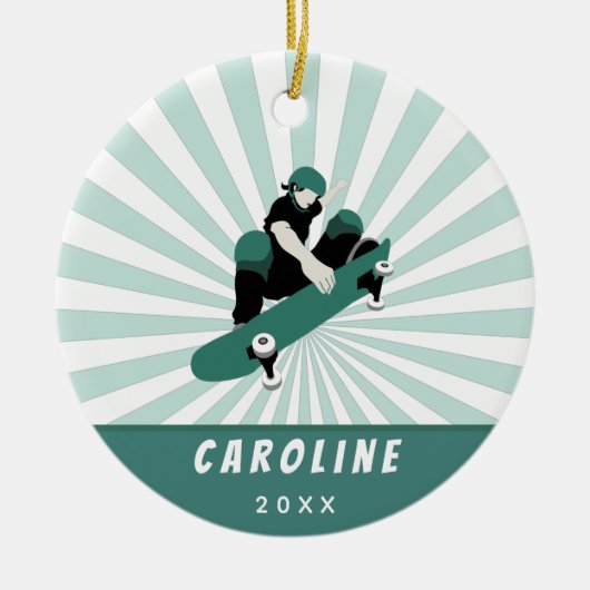 Décoration En Céramique Skateboard Girl Custom Skater Name Kids (Devant)