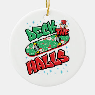 Décoration En Céramique Skateboard Noël Skateboard Deck the Halls