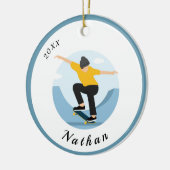 Décoration En Céramique Skater Skateboard Boy Custom Kid Nom et année (Gauche)