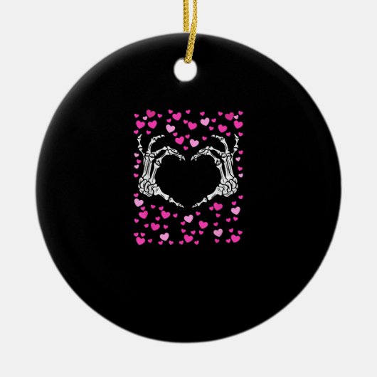 Décoration En Céramique Skeleton Coeur main Valentines Jour Funny Viral (Devant)