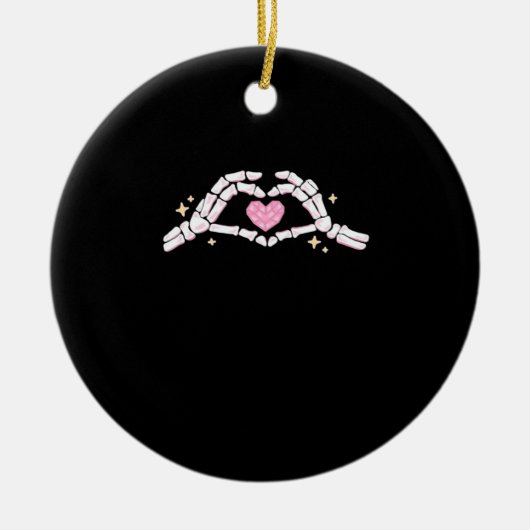 Décoration En Céramique Skeleton Mains Coeur drôle (Devant)