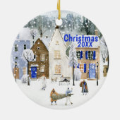 Décoration En Céramique Ski alpin de Noël Village Mountain Street Scène (Dos)