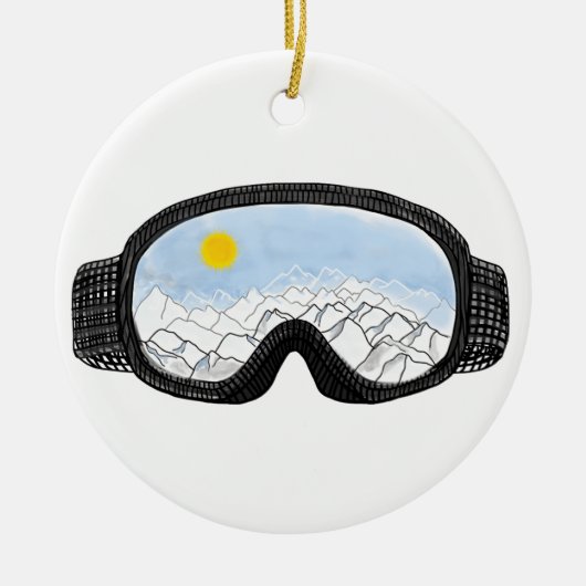 Décoration En Céramique Ski Goggles Mountain View Illustration (Devant)