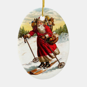 Décoration En Céramique Ski le père noël
