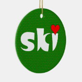 Décoration En Céramique Ski petit coeur (Droite)