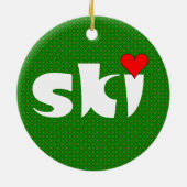 Décoration En Céramique Ski petit coeur (Dos)