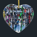 Décoration En Céramique Skis and Poles<br><div class="desc">Attrapez vos skis favoris et parcourez les pistes ! Faisons la fête ! ! Oeuvre créée par Val Brackenridge ©. Parfait pour les enfants et les sportifs de tous âges.</div>