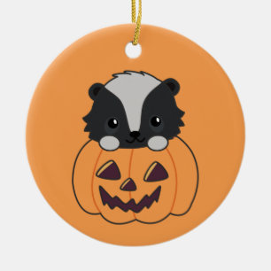 Décoration En Céramique Skunk Citrouille mignonne Skunks Happy Halloween c