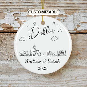 Décoration En Céramique Skyline personnalisée Dublin Ornament, Irlande