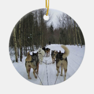 Décoration En Céramique Sledding de chien en Québec, Canada