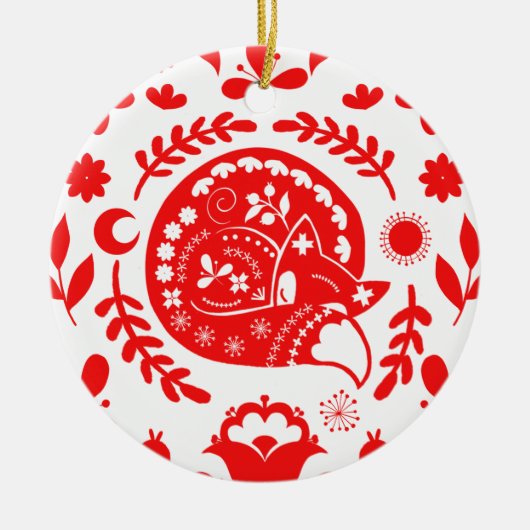 Décoration En Céramique Sleeping Fox Folk Art Custom (Devant)