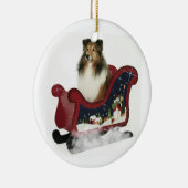 Décoration En Céramique Sleigh Sheltie (Droite)