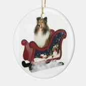 Décoration En Céramique Sleigh Sheltie (Gauche)