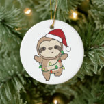 Décoration En Céramique Sloth Christmas Winter Animaux Sloths Céramique Or<br><div class="desc">Le paresseux à Noël avec des lumières de fées. Animaux amusants avec des cadeaux et de la neige pour les vacances. Un doux salut de Noël. Les fentes sont des animaux mignons et parfaits pour Noël.</div>