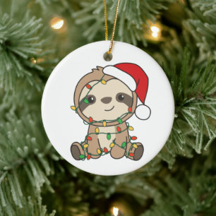 Décoration En Céramique Sloth Christmas Winter Animaux Slots
