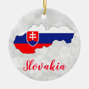 Décoration En Céramique Slovaquie Carte du drapeau slovaque Noël