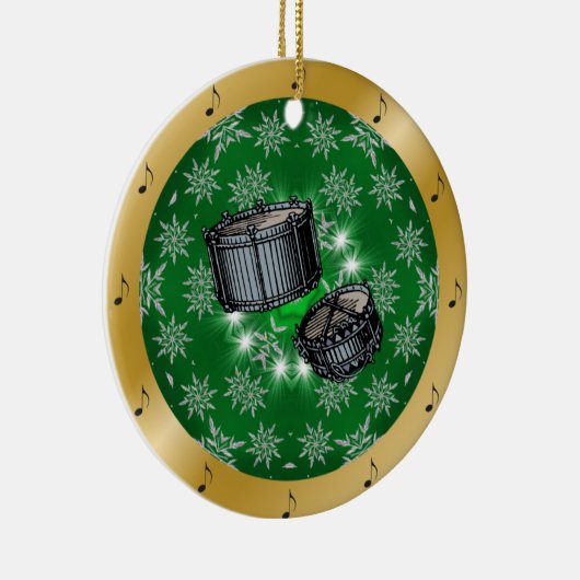 Décoration En Céramique Snare Drums ~ Silver ~ Green ~ Gold ~ Christmas ~ (Droite)