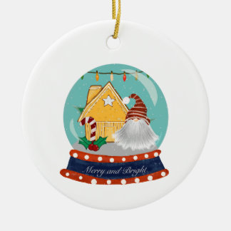 Décoration En Céramique Snow Globe Christmas Gingerbread House with Santa 