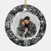 Décoration En Céramique Snowball | Nom et photo à deux faces (Devant)