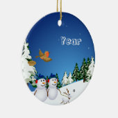 Décoration En Céramique Snowcouple et chien (Droite)