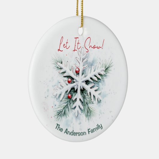 Décoration En Céramique Snowflake Christmas Ornament | Custom Name (Droite)