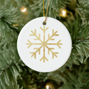 Décoration En Céramique Snowflake Gold Élégant vacances Noël saisonnier