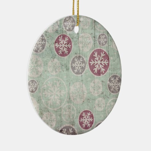 Décoration En Céramique Snowflakes en bois usé Noël (Droite)