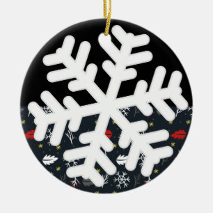 Décoration En Céramique Snowflakes et Feuilles de Noël avec Black Back Ca
