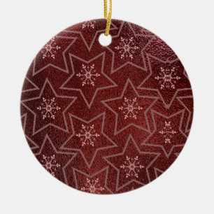 Décoration En Céramique Snowflakes et Stars Maroon de Noël minimaux
