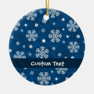 Décoration En Céramique Snowflakes Motif sur Blue