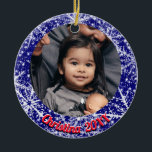 Décoration En Céramique Snowflakes, nom, année #, 2 Photos<br><div class="desc">Les flocons de neige autour de Noël. Nom de l'objet,  Numéro de l'année,  Photo/texte personnalisé que vous pouvez personnaliser avec votre photo préférée et votre texte.</div>