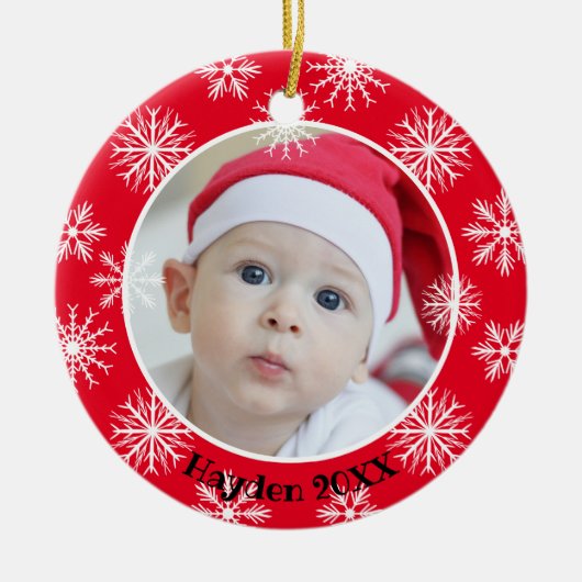 Décoration En Céramique Snowflakes Photo unique Noël personnalisé (Devant)