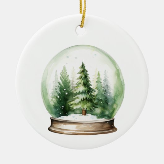 Décoration En Céramique Snowglobe avec arbres de Noël (Devant)