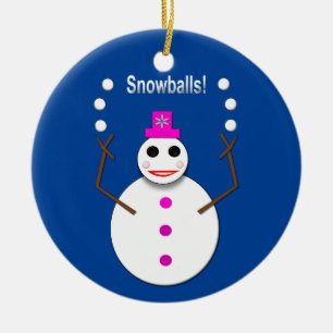 Décoration En Céramique Snowlady de Noël Jongler boules de neige amusant