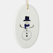 Décoration En Céramique Snowman and Blue Snowflake Ceramic Oval Ornament (Droite)