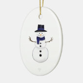 Décoration En Céramique Snowman and Blue Snowflake Ceramic Oval Ornament (Gauche)