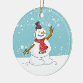 Décoration En Céramique Snowman dans l'ornement de neige (Gauche)