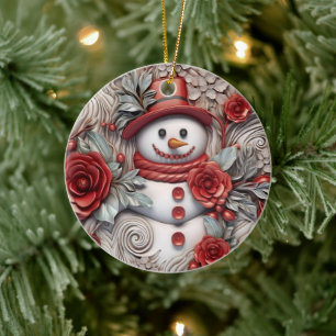 Décoration En Céramique Snowman de Noël 3D
