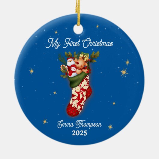 Décoration En Céramique Snowman Festive Stocker Baby's First Christmas (Dos)