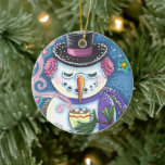 DÉCORATION EN CÉRAMIQUE SNOWMAN, GINGERPREAD MAN & MUG OF CHOCOLAT CHAUD<br><div class="desc">HEUREUX DE VOUS REGARDER EN PROFITANT DES PLAISIRS D'HIVER. ORNEMENT DE FEMME DE NEIGE BLANC ET CHARMANT * Personnaliser ... ..Chercher Les Objets Correspondants Susan Brack Designs</div>