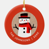 Décoration En Céramique Snowman mignon Noël vacances personnalisées (Dos)