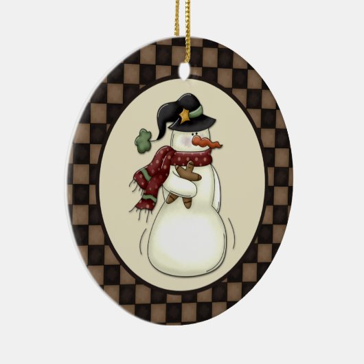 Décoration En Céramique Snowman primitif homme en pain d'épice (Droite)