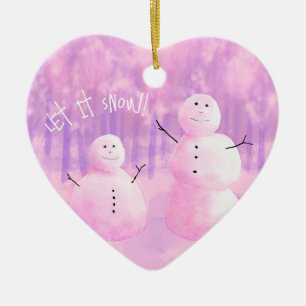 Décoration En Céramique Snowman rose et pourpre