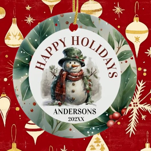 Décoration En Céramique Snowman voeux de Noël