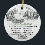 Décoration En Céramique Snowy Mountain Winter Log Cabine X12<br><div class="desc">Snowy Mountain Winter Log Cabine pour Douze (12) Noms Une belle croquis, captivante, hivernale, enneigée scène de montagne avec un cabine rond crée un sentiment chaleureux et douillet de la saison des Fêtes. C'est un subtil rappel de la paix et de l'amour de Noël. Ce design est excellent pour tous...</div>