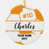Décoration En Céramique Soccer Ball Player | Custom Name Number & Team (Devant)