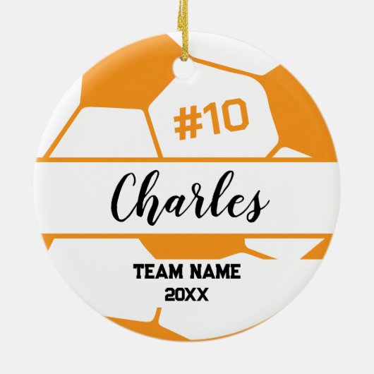 Décoration En Céramique Soccer Ball Player | Custom Name Number & Team (Dos)