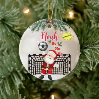 Décoration En Céramique Soccer Père Noël Ornament Sport Ornament
