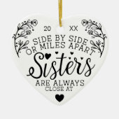 Décoration En Céramique Soeurs connectées au coeur Photo Keepsaké Blanc (Devant)