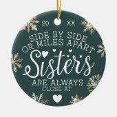 Décoration En Céramique Soeurs Connectées Au Coeur Photo Keepsaké Vert (Devant)